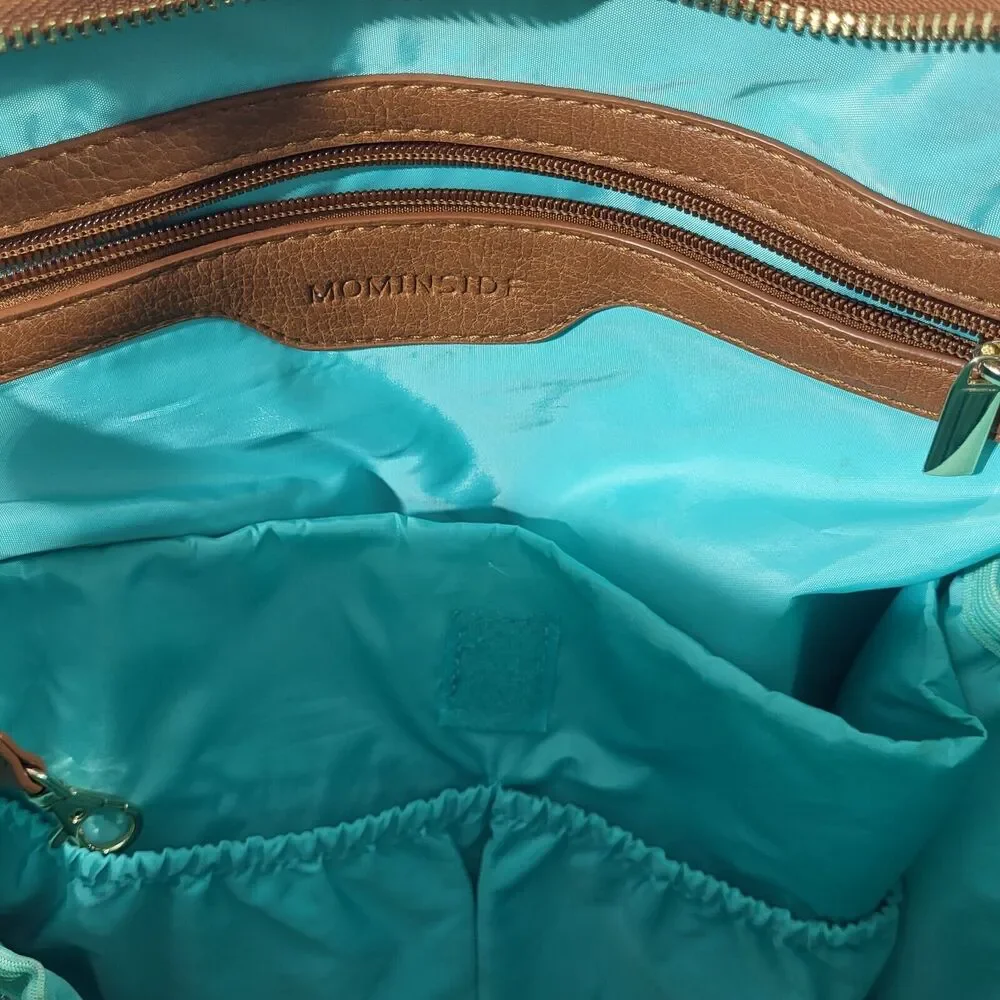 Mominside Diaper bag/ Tote Backpack Vegan Leather Insulated Pouches Many Pockets
